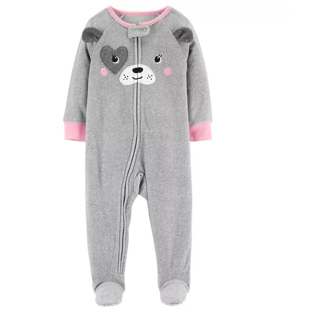 Carters Footed Zip Up Puppy Pajamas Size 12 Months